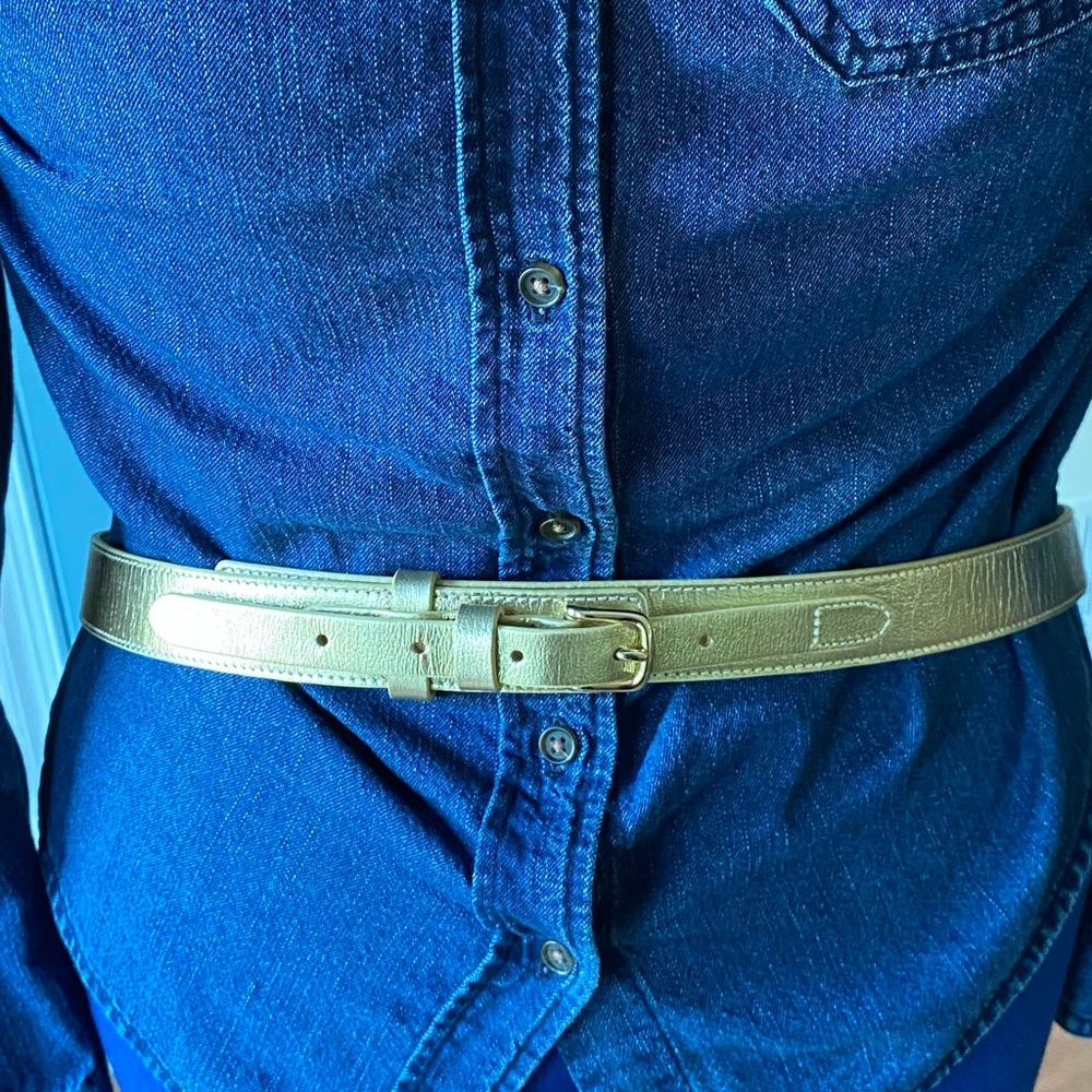 Brooks Brothers Metallic Gold Belt, Large